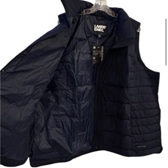 Lands' End Women's 2X Deep Sea Navy Blue Down Puffer Vest Quilted Lightweight - Picture 6 of 8